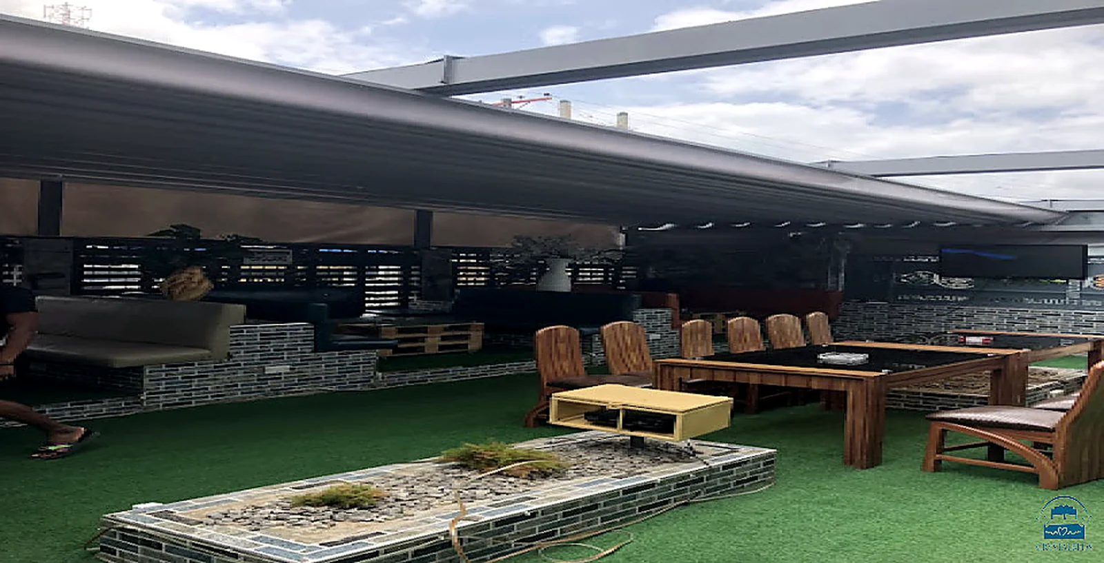 Outdoor resort terrace for gatherings